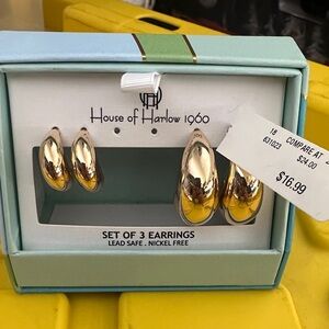 House of Harlow 1960 Trio Gold Earrings